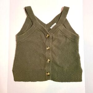 Madewell Olive Green Knit Tank Top with Buttons Size M